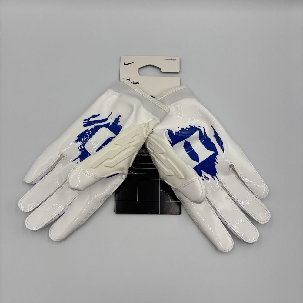 Size 2XL Nike Superbad Football Gloves Duke Blue Devils White Blue HF5794-132